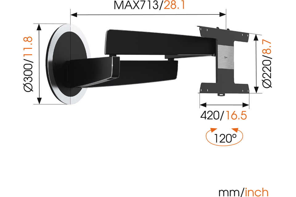 Drejbart vægbeslag til Harmony TV-del
