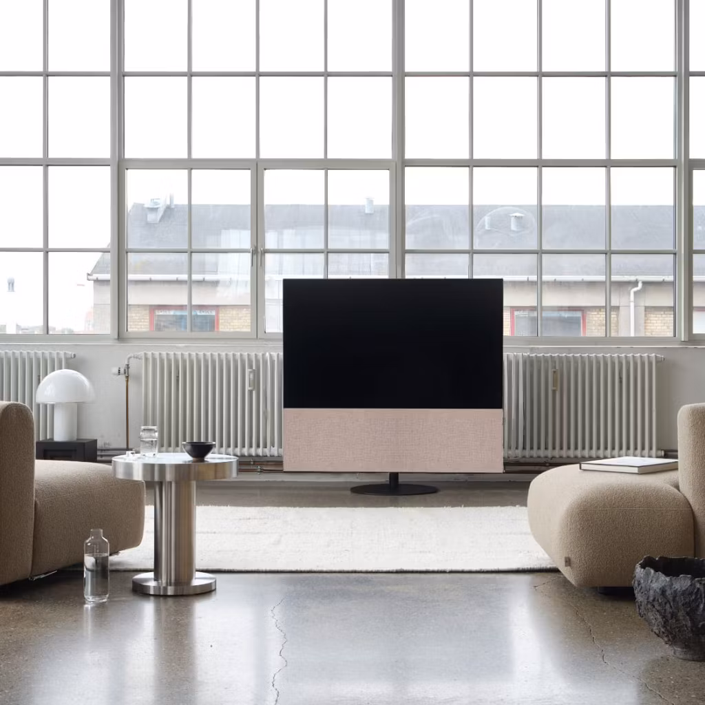 CANVAS Swivel Stand - Foot Ø54cm (55"-65" TV) + Bracket & Column - Black (SS54BL+SS-BBC)