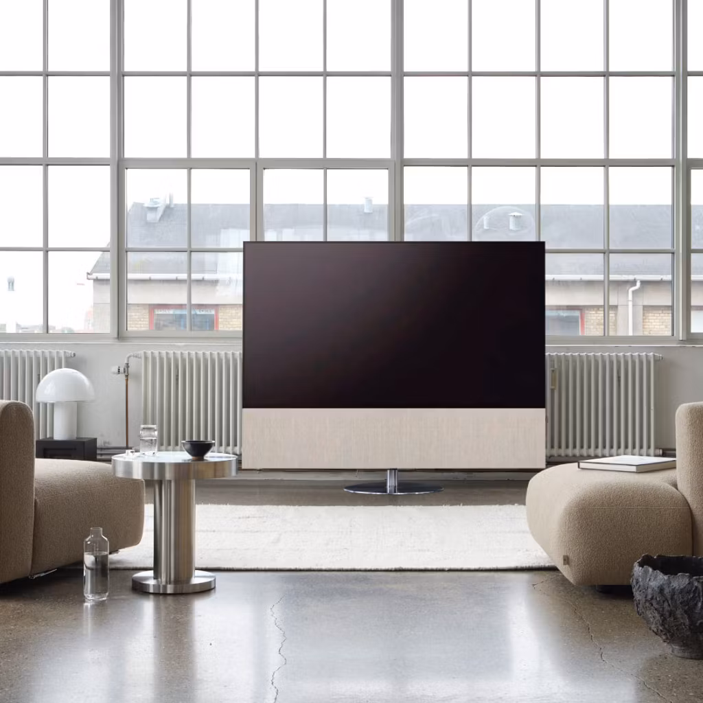 CANVAS Swivel Stand - Foot Large Ø75cm (75"-85" TV) + Bracket & Column - Silver (SS75SLV+SS-SBC)