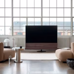 CANVAS Swivel Stand - Foot Large Ø75cm (75"-85" TV) + Bracket & Column - Black (SS75BL+SS-BBC)
