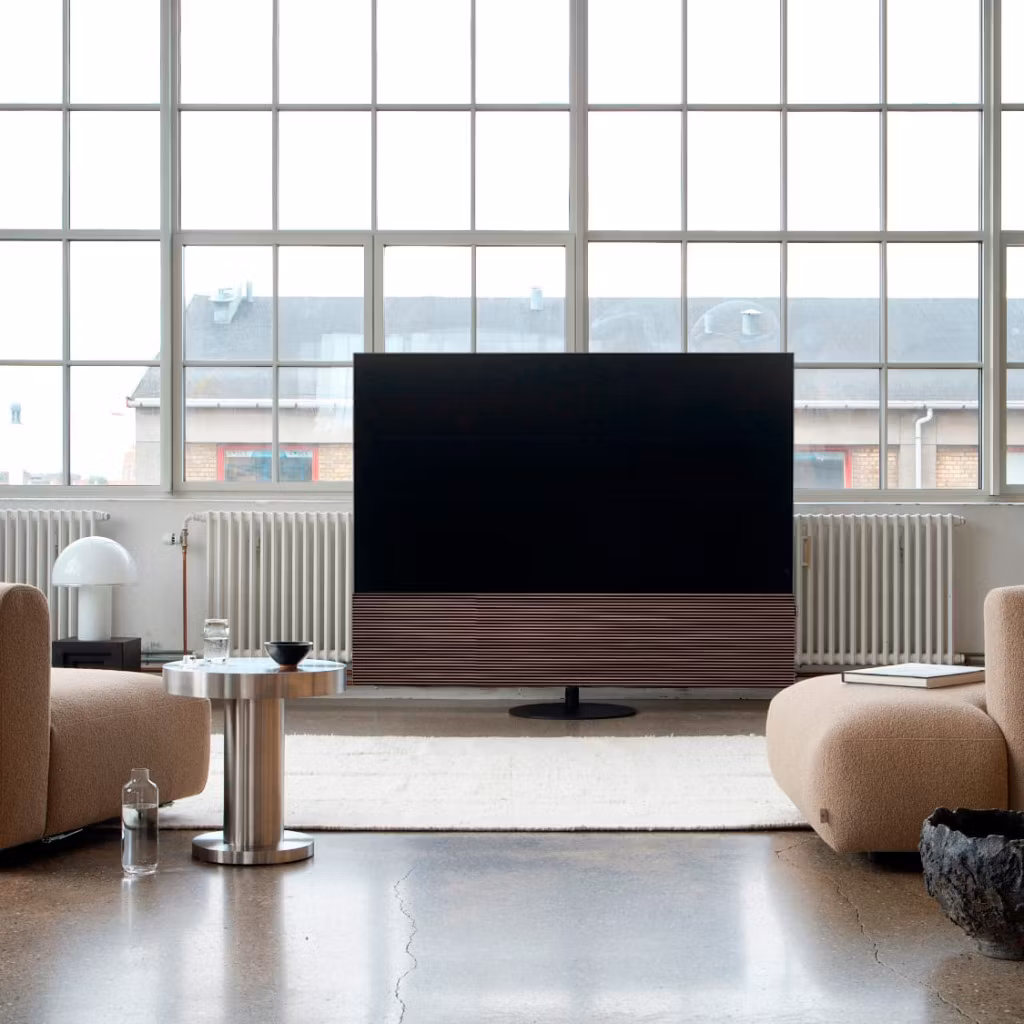 CANVAS Swivel Stand - Foot Large Ø75cm (75"-85" TV) + Bracket & Column - Black (SS75BL+SS-BBC)