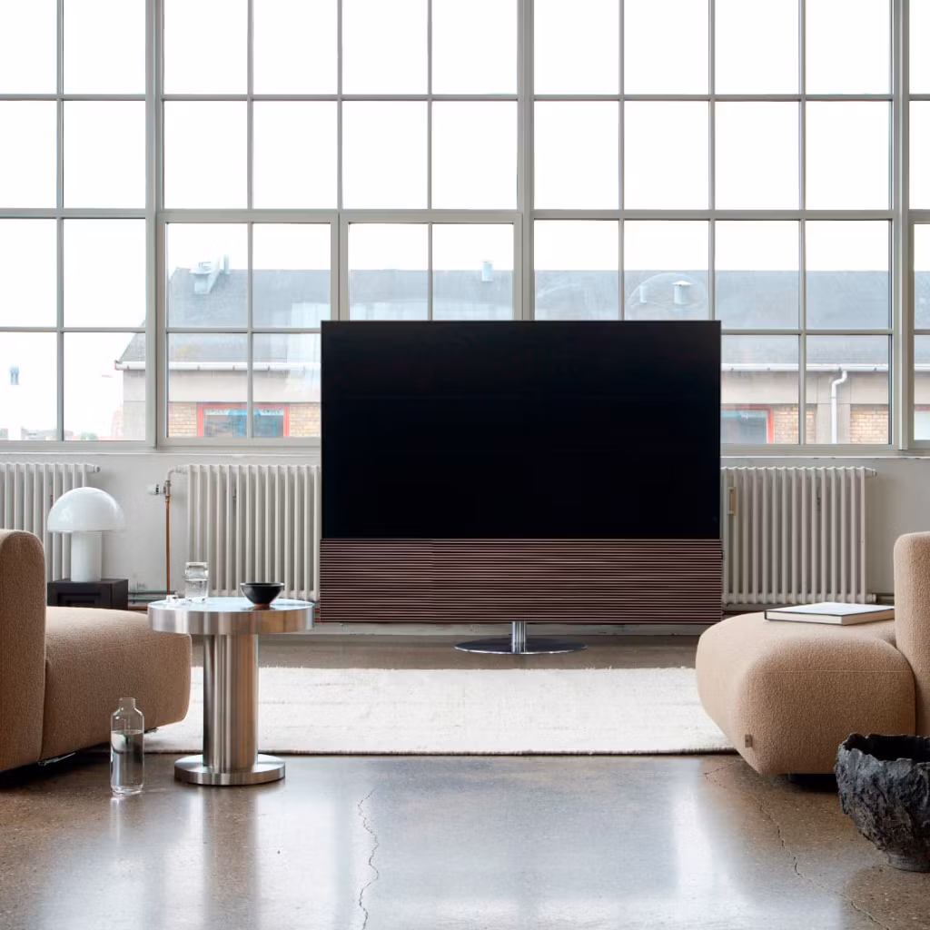 CANVAS Swivel Stand - Foot Large Ø75cm (75"-85" TV) + Bracket & Column - Silver (SS75SLV+SS-SBC)