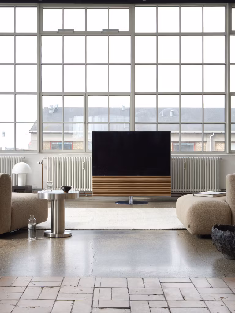 CANVAS Swivel Stand - Foot Ø54cm (55"-65" TV) + Bracket & Column - Silver (SS54SLV+SS-SBC)